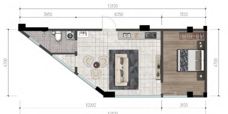 1 Br. Floor Plan