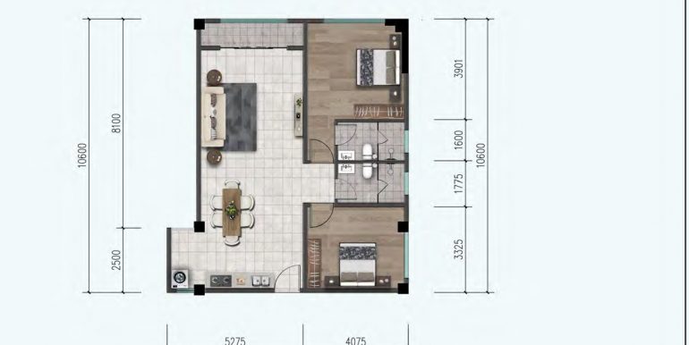 2 Br floor plan