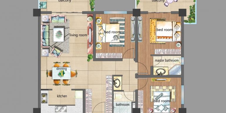 3 Br -Floor plan